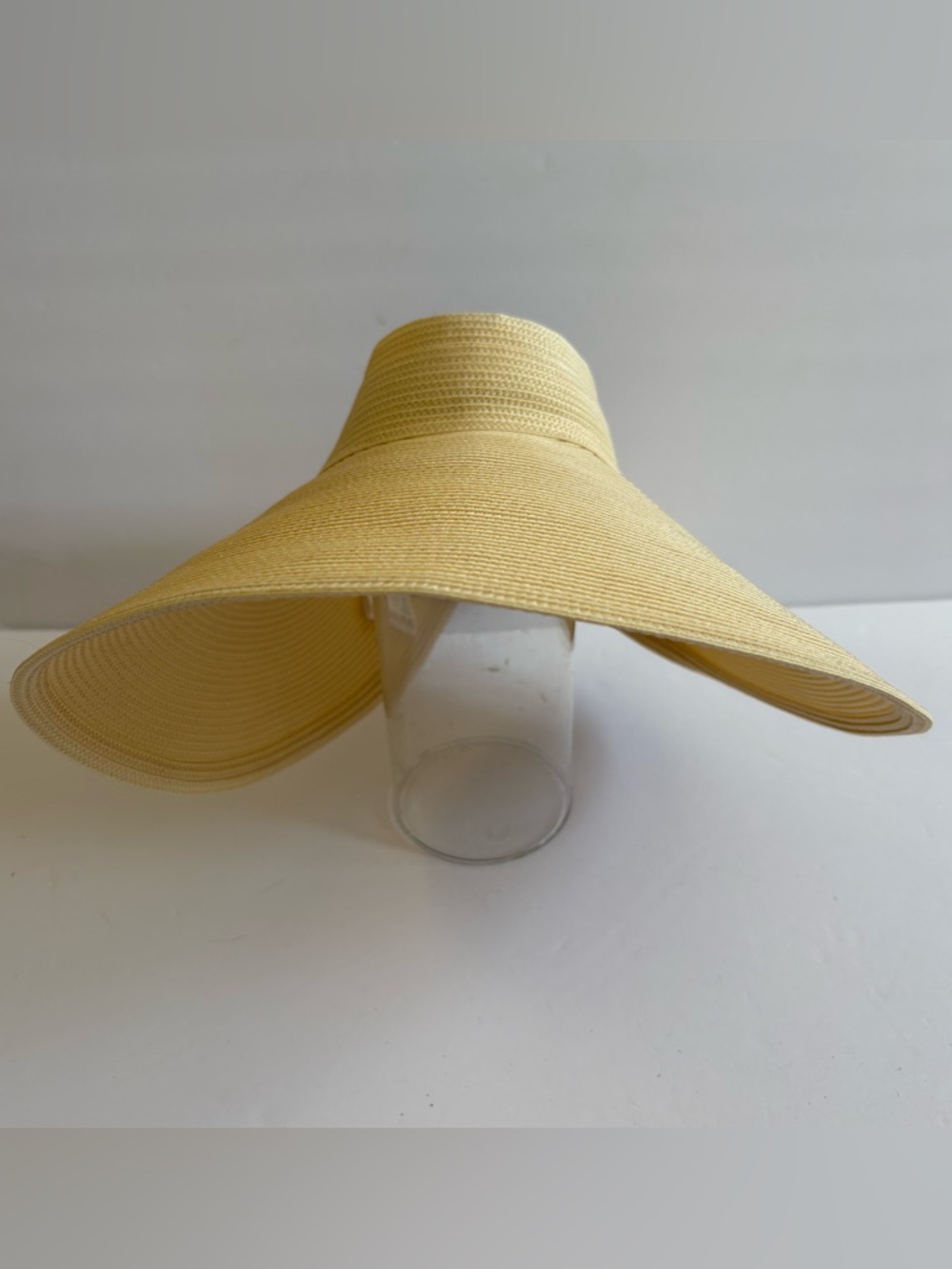 Beige Straw Sun VISOR Floppy Beach Coastal Cruise Resort WIDE BRIM Garden Hat OS